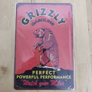 Grizzly Gasoline Metal Sign